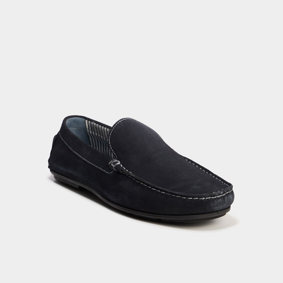 Mocassins en cuir bleu marine homme