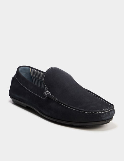 Mocassins en cuir bleu marine homme