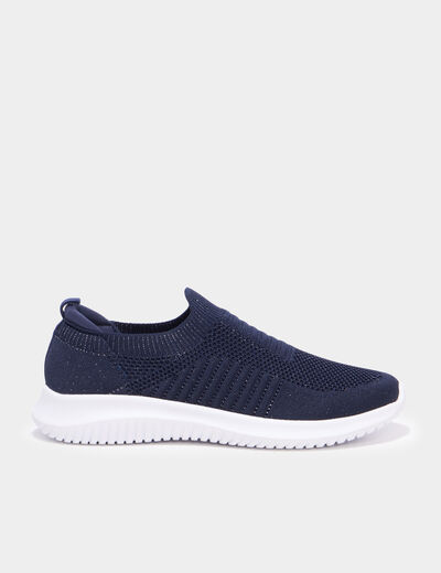 Baskets running &eacute;lastiqu&eacute;es slip-on bleu marine femme