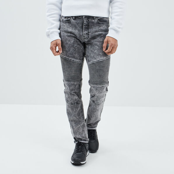 Jeans straight détails biker noir homme