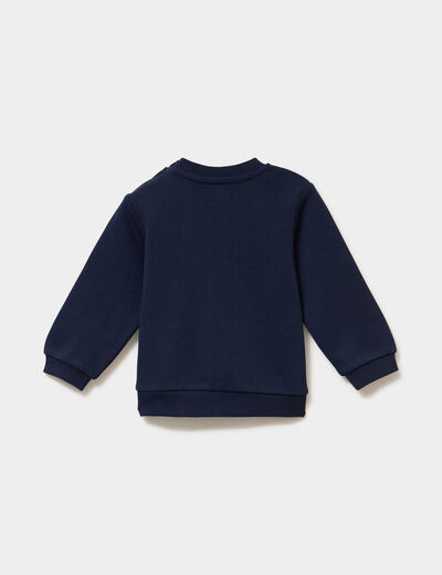 Sweat molletonn&eacute; &eacute;paule boutonn&eacute;e bleu marine b&eacute;b&eacute; gar&ccedil;on