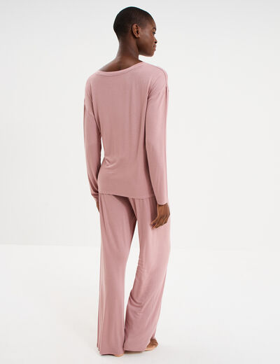 Ensemble pyjama t-shirt et pantalon mauve femme