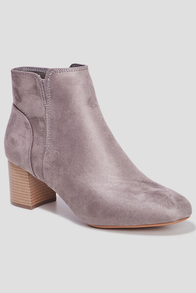 Bottines suédines à talons gris femme