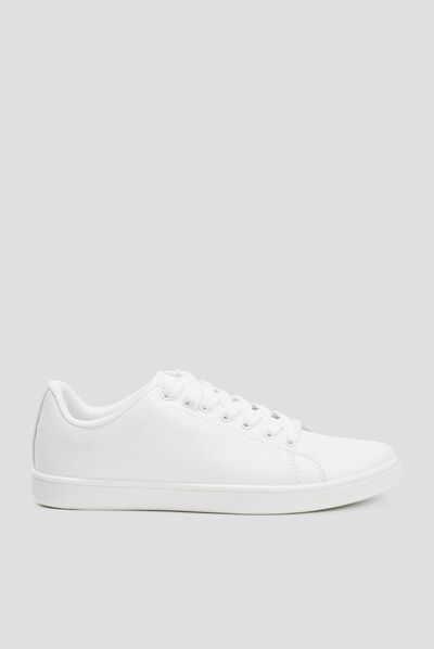 Tennis à lacets blanc femme