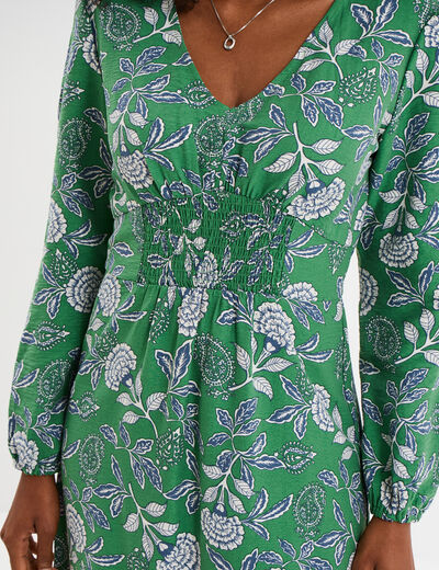 Robe longue empire manches longues vert menthe femme