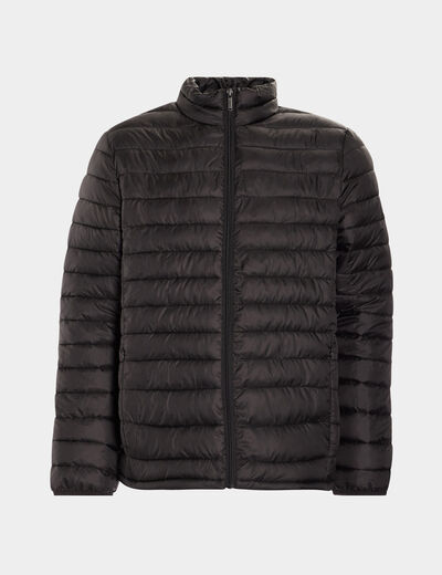 Doudoune droite légère col montant noir homme