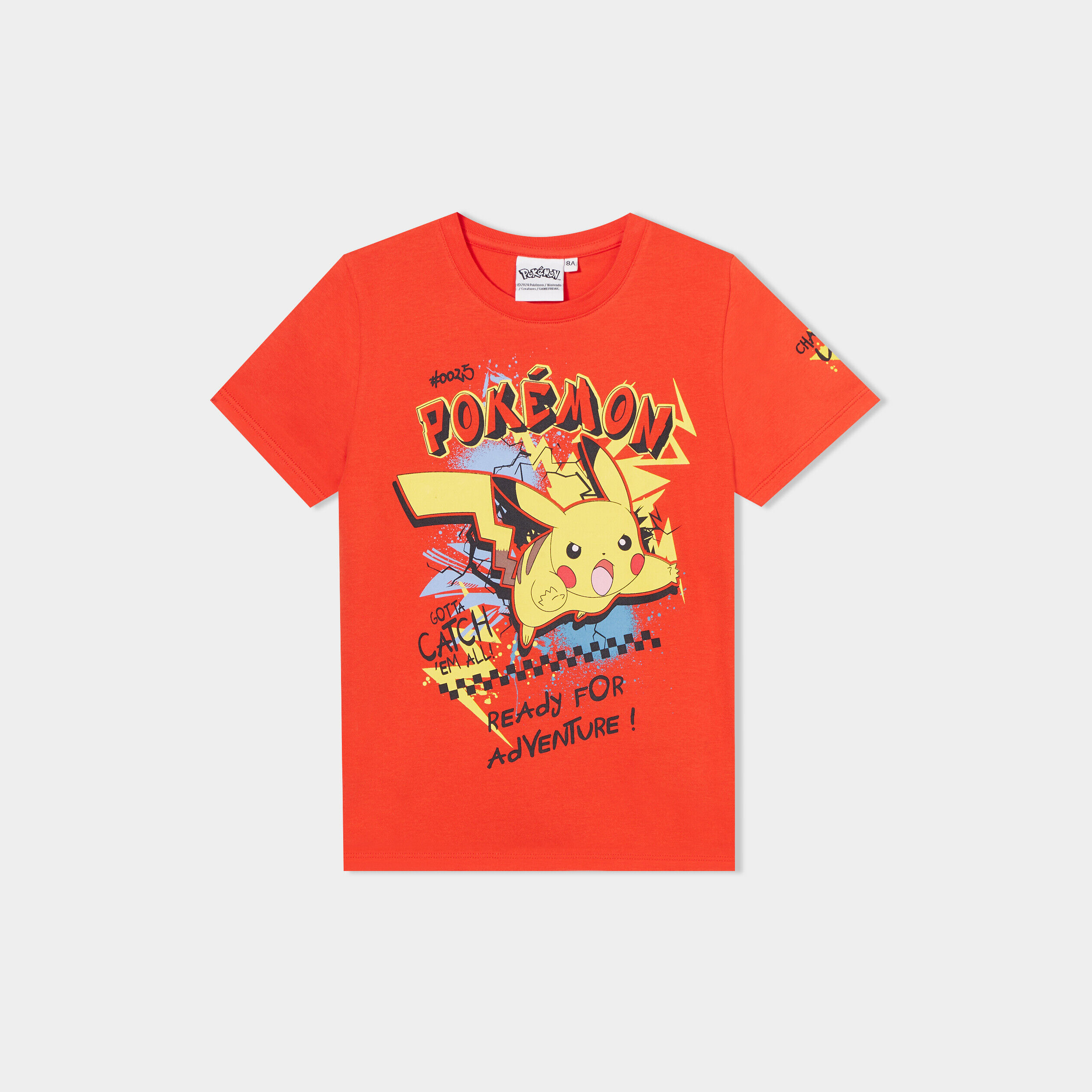 T-shirt coton manches courtes Pikachu orange foncé garçon