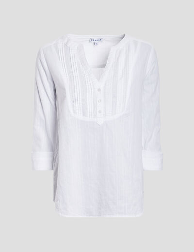 Blouse plastron manches 3/4 Creeks ivoire femme