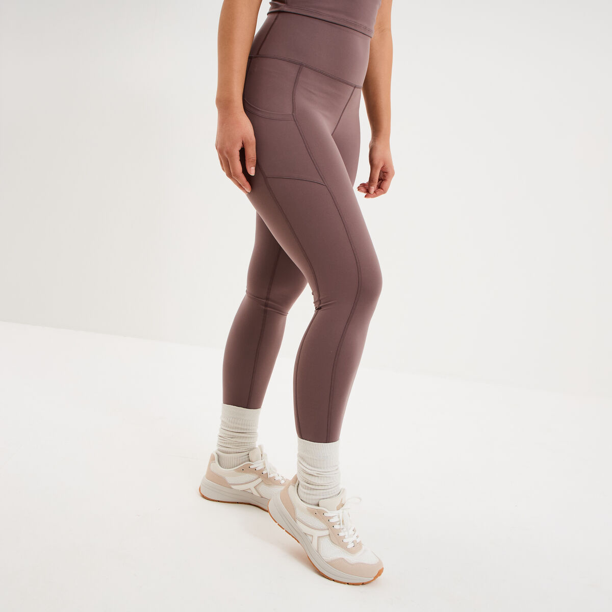 Legging de sport taille haute mauve femme