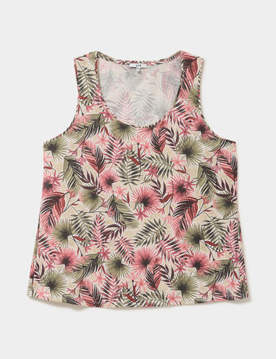 D&eacute;bardeur ajust&eacute; sans manches coton beige femme grande taille