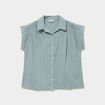 Blouse manches courtes bleu gris femme