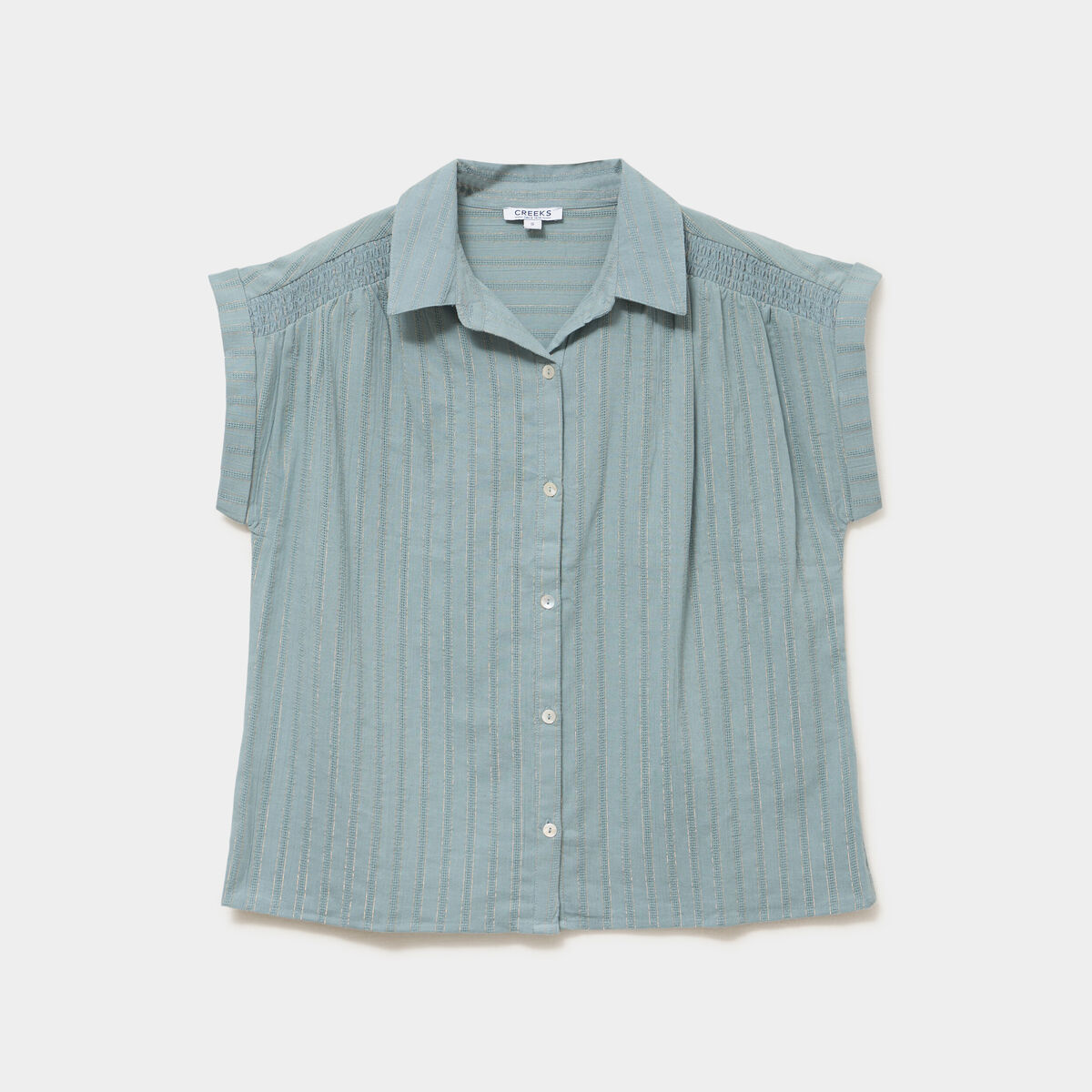 Blouse manches courtes bleu gris femme