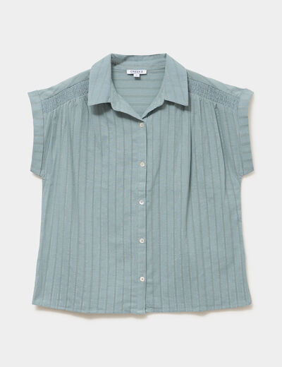 Blouse manches courtes bleu gris femme