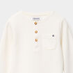 T-shirt col tunisien manches longues blanc b&eacute;b&eacute; gar&ccedil;on