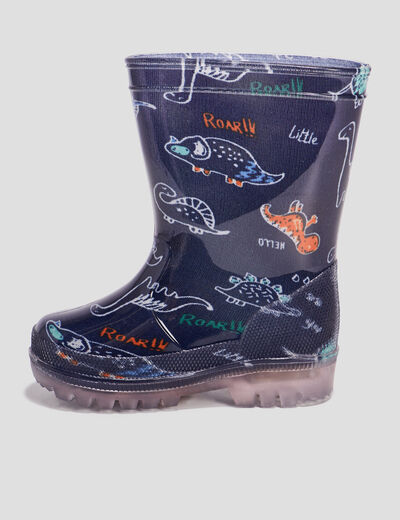 Bottes de pluie lumineuses bleu marine b&eacute;b&eacute; fille