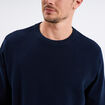Pull col rond coton manches longues bleu marine homme