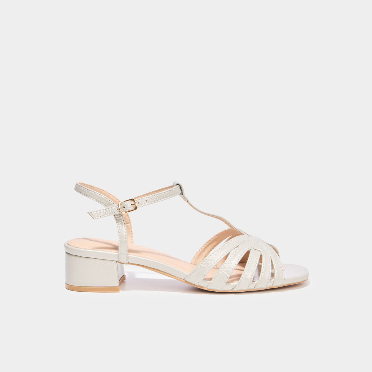 Sandales &agrave; talons 4 cm blanc femme