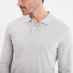 Polo manches longues en coton gris homme