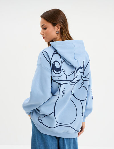 Sweat hoodie oversize à capuche Stitch bleu femme