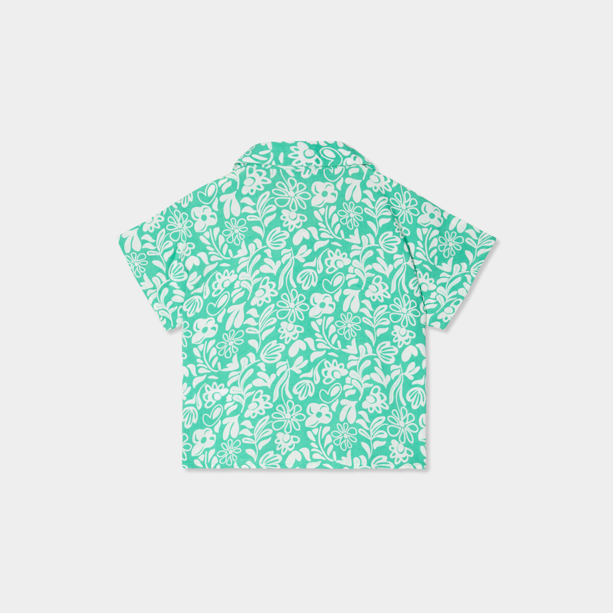 Chemise nou&eacute;e manches courtes vert fille