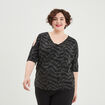 T-shirt fils métallisés et ouvertures noir femme grande taille