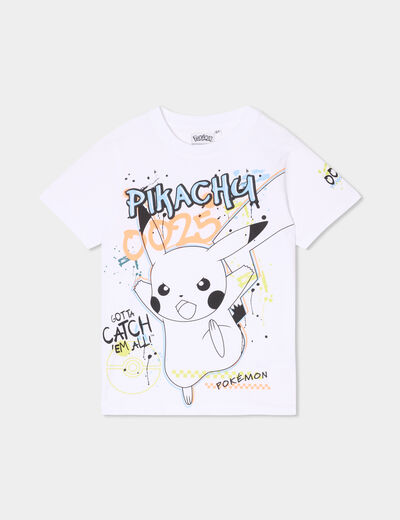 T-shirt manches courtes Pokémon Pikachu blanc garçon