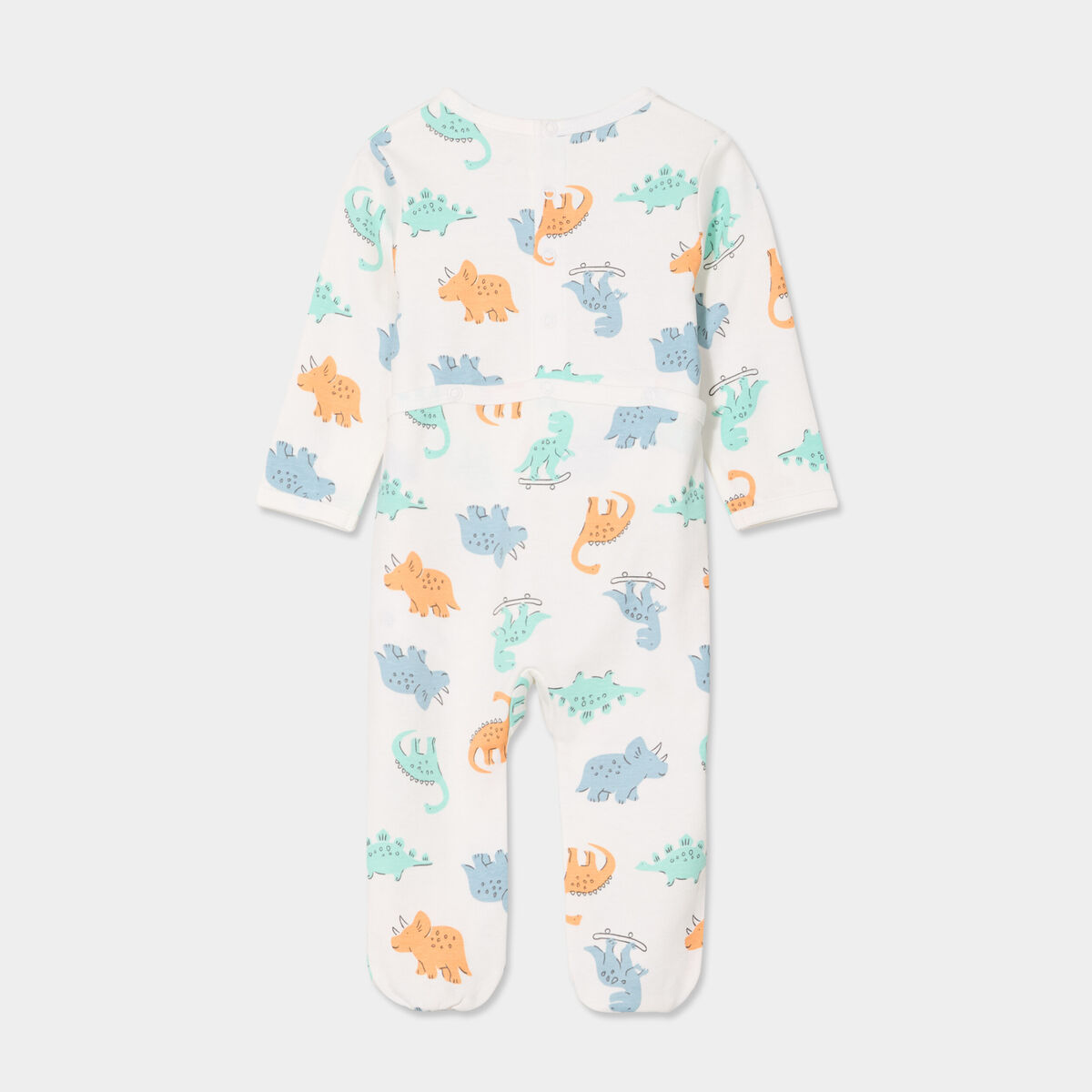 Dors-bien coton manches longues boutonné ecru bébé garçon