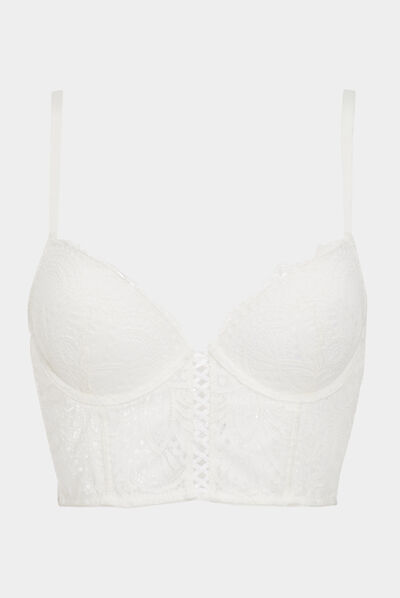 Bustier corbeille padde en dentelle blanc femme