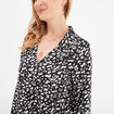 Blouse effet satin col en V à revers noir femme