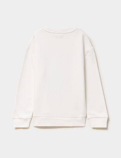 Sweat de No&euml;l col rond oversize blanc gar&ccedil;on