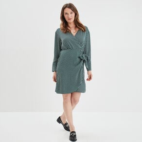 robe col cache coeur avec noeud bleu marine femme Robe col cache-coeur avec noeud bleu marine femme