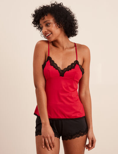 Ensemble pyjama 2 pièces rouge femme