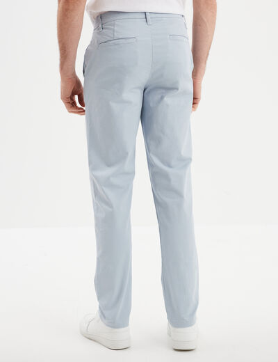 Pantalon chino droit stretch retroussé bleu ciel homme