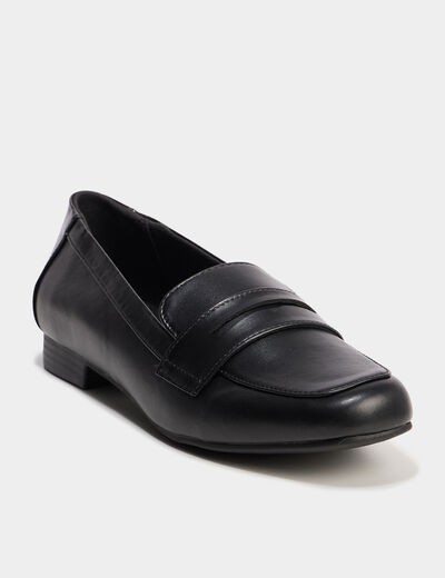 Mocassins bout carré noir femme