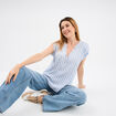 Blouse cr&eacute;pon manches courtes ecru femme