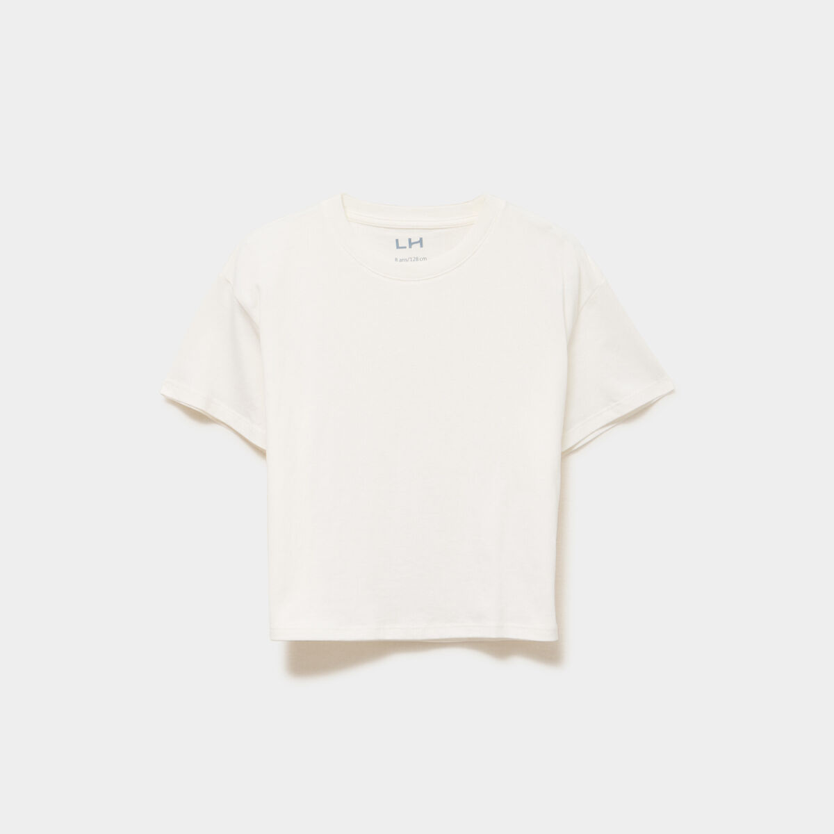 T-shirt manches courtes coton ivoire fille