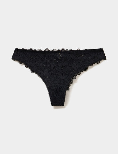 Tanga en dentelle noir femme