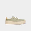 Tennis basses toile plateformes vert kaki femme