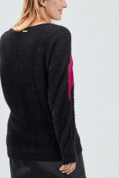 Pull manches longues noir femme
