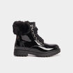 Bottines vernies bords fausse fourrure noir fille