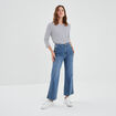 T-shirt manches 3/4 col bateau coton bleu marine femme