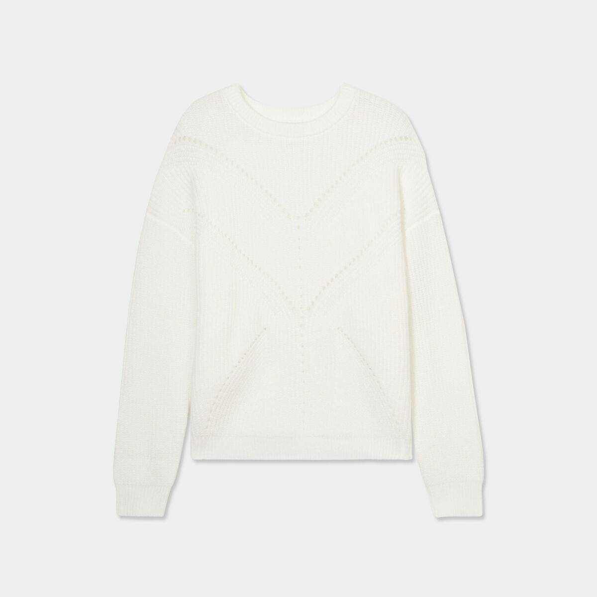 Pull col rond aspect laineux blanc femme