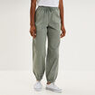 Pantalon molleton cargo droit cropped vert pastel femme