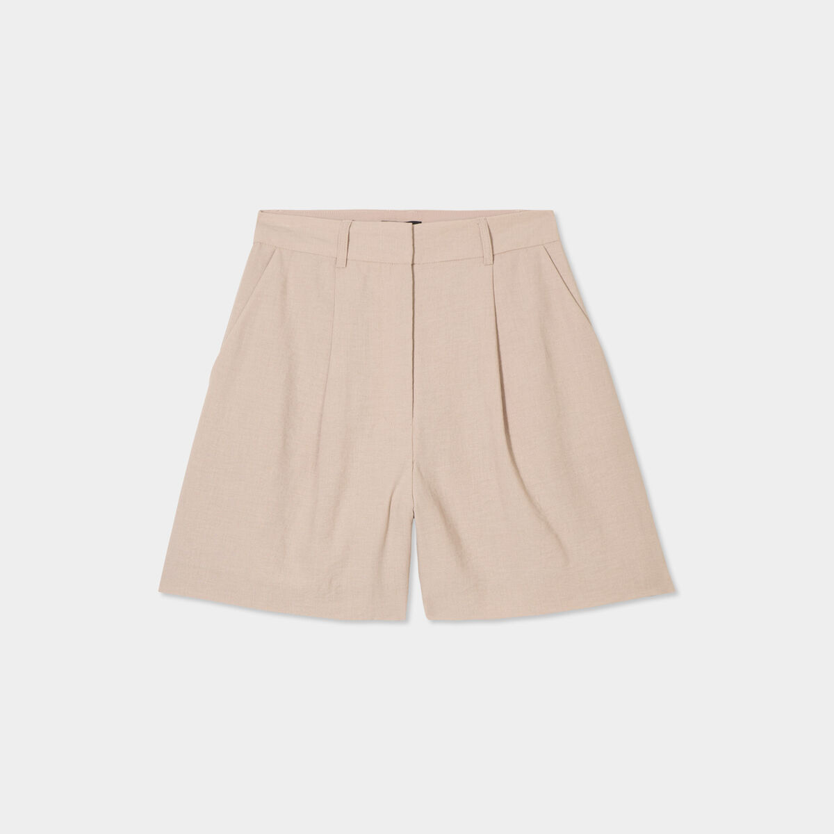Short large avec pinces beige femme