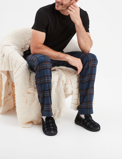 Pantalon de pyjama coton coupe droite bleu homme
