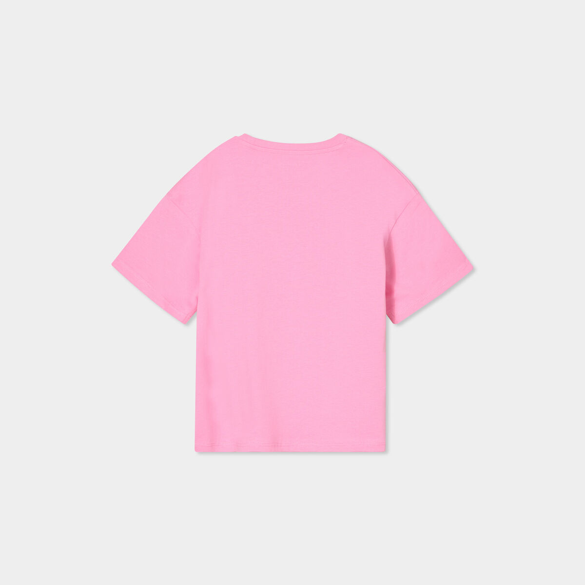 T-shirt col rond manches courtes coton rose fille