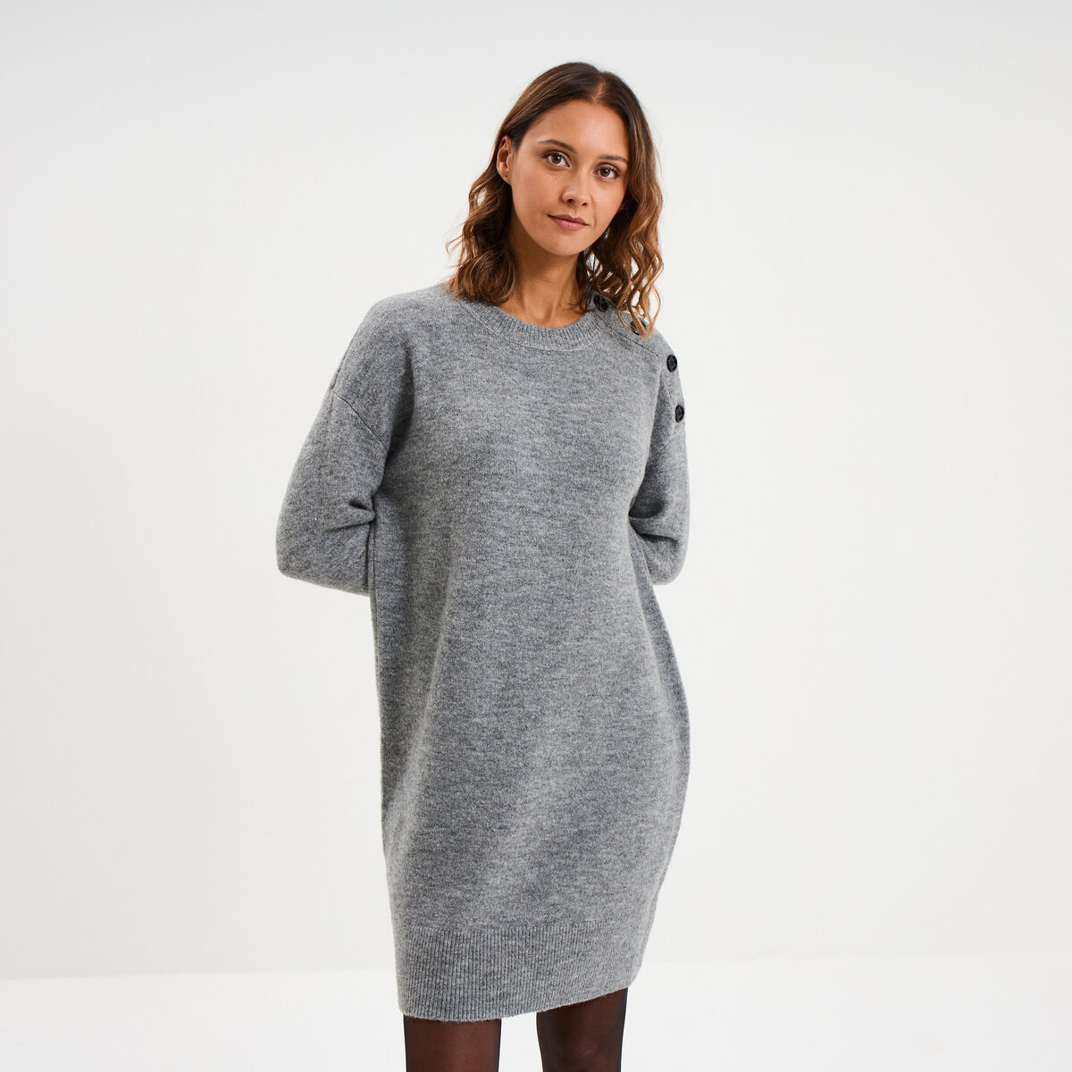 Robe Pull Lis Lareida - Manches Longues En Coton Gris - Taille 40 Neuve Sans étiquettes