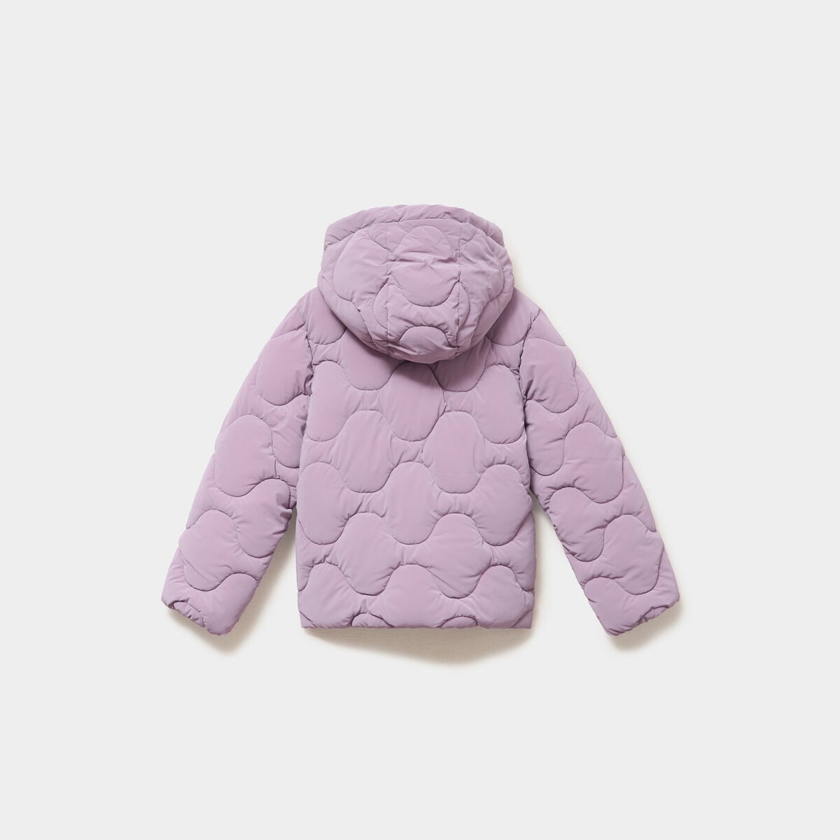 Doudoune matelass&eacute;e &agrave; capuche courte mauve fille