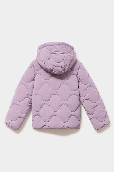 Doudoune matelass&eacute;e &agrave; capuche courte mauve fille