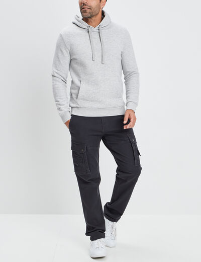 Sweat molleton à capuche hoodie gris clair homme